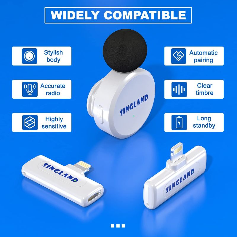 Photo 1 of Wireless Lavalier Microphone for iPhone ipad - Mini Lapel Microphone for Youtuber Video Recording Interview Vlog Live Stream, Plug and Play&Noise Reduction (WHITE)
