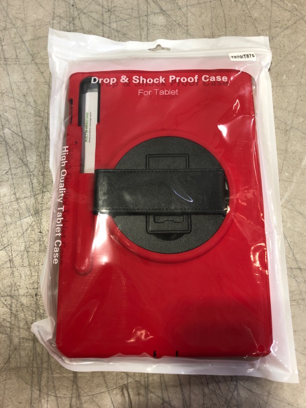 Photo 1 of Dteck Galaxy Tab S7 Tablet 2020 Case, Heavy Duty 360 Rotating Kickstand Rugged Hybrid Shockproof Cover with Hand Strap For Samsung Galaxy Tab S7 11 inch SM-T870 T875, Red

