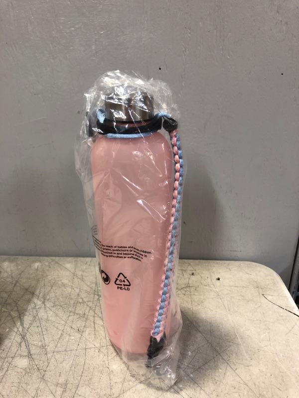 Photo 2 of Wongeto Sports Water Bottle with Parachute Handle to Ensure You Drink Enough Water Daily for Fitness, Gym, Office, School, Camping and Outdoor Sports (Pink Blue Pink)
