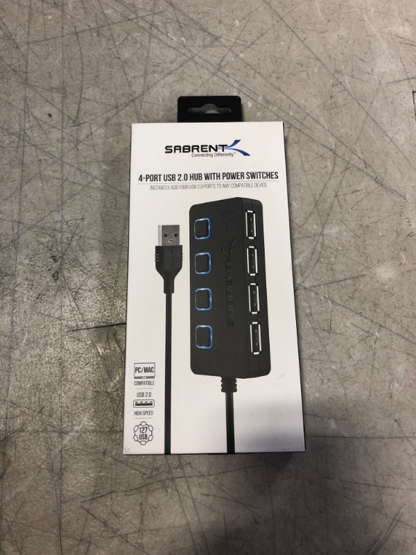 Photo 3 of SABRENT 4-Port USB 2.0 Data Hub with Individual LED lit Power Switches [Charging NOT Supported] for Mac & PC (HB-UMLS)
