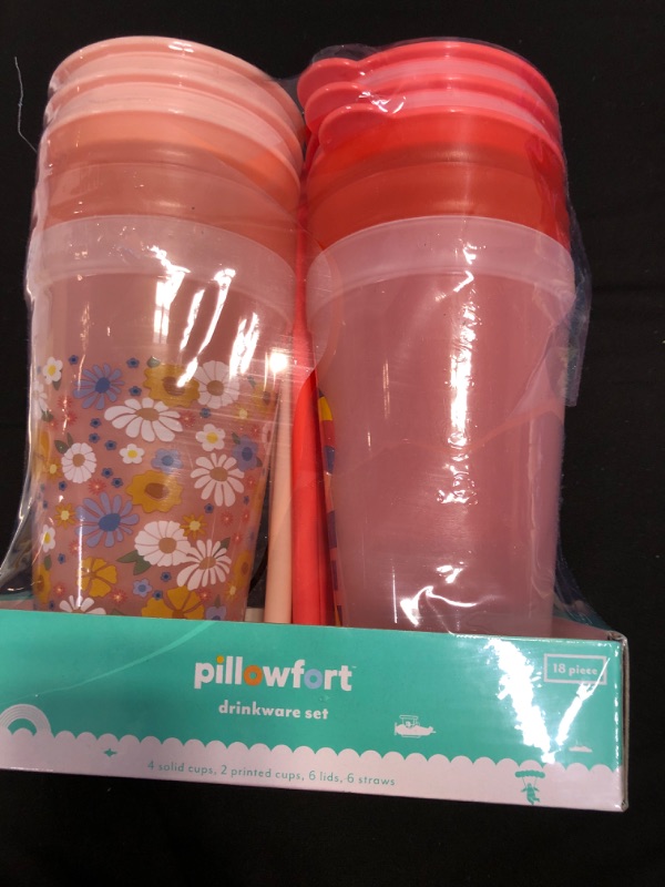 Photo 2 of 18pc Plastic Kids' Drinkware Set - Pillowfort™