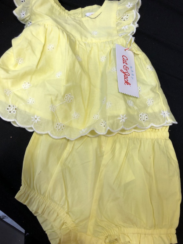 Photo 2 of Baby Girls' Eyelet Bloomer Top & Bottom Set - Cat & Jack™ Light Yellow sz 3-6m
