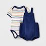 Photo 1 of Baby Boys' 2pc Gauze Navy Bubble Top & Bottom Set - Cat & Jack™ Navy Blue Sz NB