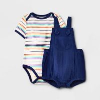 Photo 1 of Baby Boys' 2pc Gauze Navy Bubble Top & Bottom Set - Cat & Jack™ Navy Blue SZ 0-3M