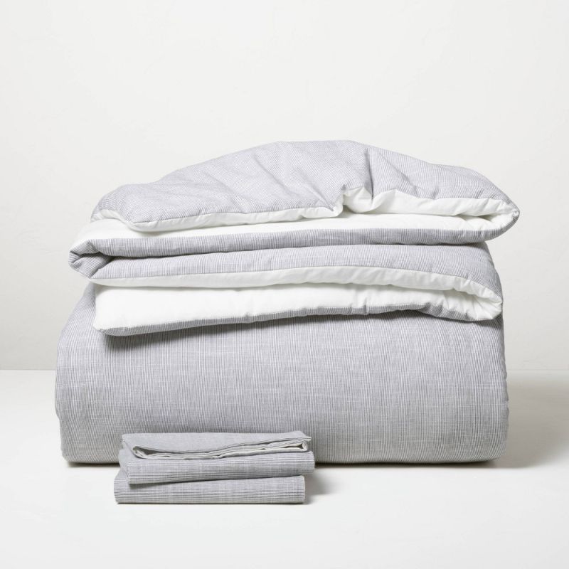 Photo 1 of 3pc Microstripe Comforter & Sham Set - Hearth & Hand™ with Magnolia
Size: Full/Queen
Color: railroad gray