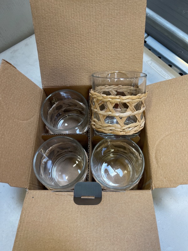 Photo 2 of 9oz 4pk Glass Natural Wrapped Tumblers - Threshold™
