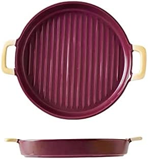 Photo 1 of 8 inch - 9.5 inch Nordic Ceramic Bakeware Pizza Pan with Handles Round Baking Dish Skillet Pie Plate Cupcake Baking Pans Bake Ware (Purple, 9.5)
