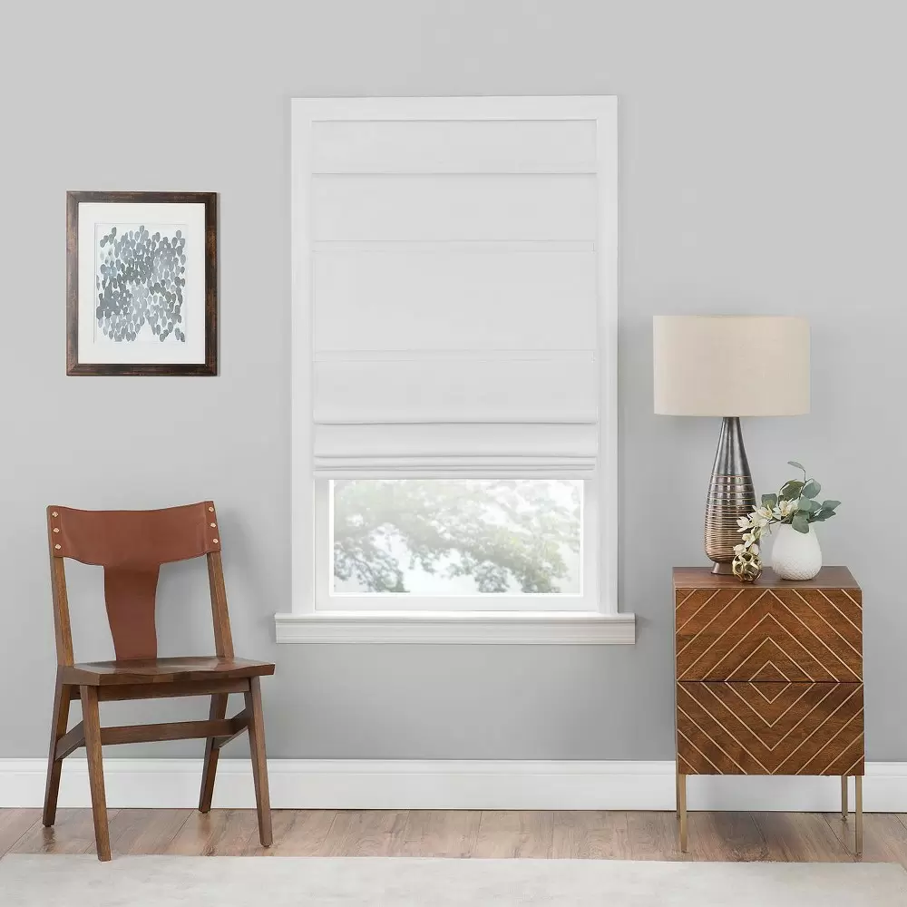 Photo 1 of 1pc 27"x64" Blackout Cordless Roman Window Shade Gray - Lumi Home Furnishings---factory sealed