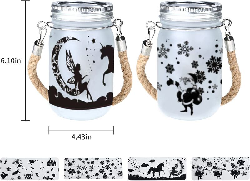 Photo 2 of 2 Pack Hanging Solar Lantern Decorative Outdoor Water Resistant Fairy Edelweiss Santa Lights with Jar Spirit for Garden, Christmas Gift (Colorful)
