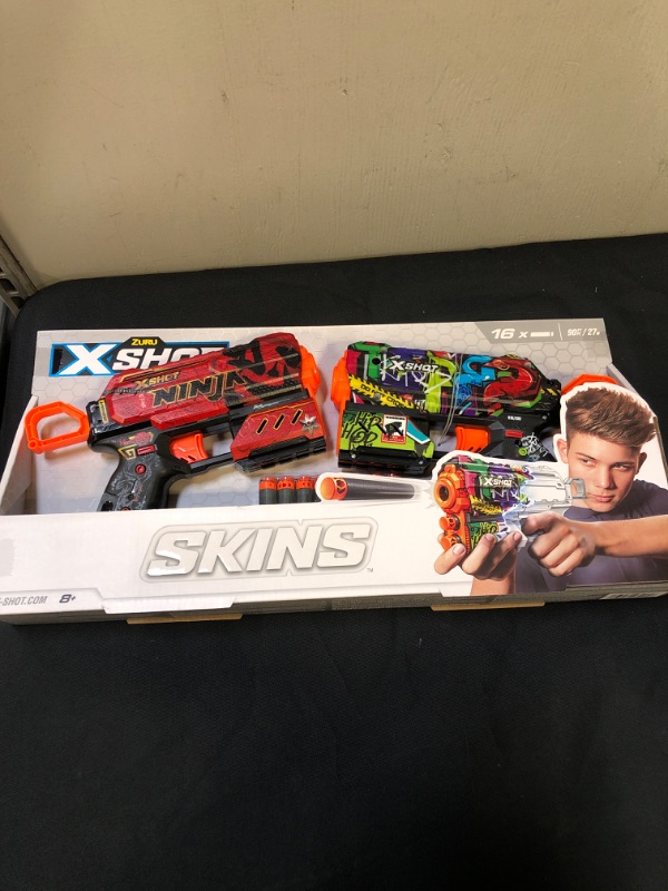 Photo 2 of X-Shot SKINS Flux Dart Blaster 2pk Combo- Ninja & Graffiti
