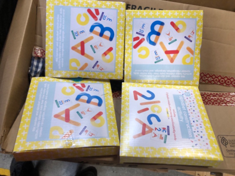Photo 2 of 4x Alphabet Construction Activity Teachers Target Bullseye 26 ABC cards & 27 pieces