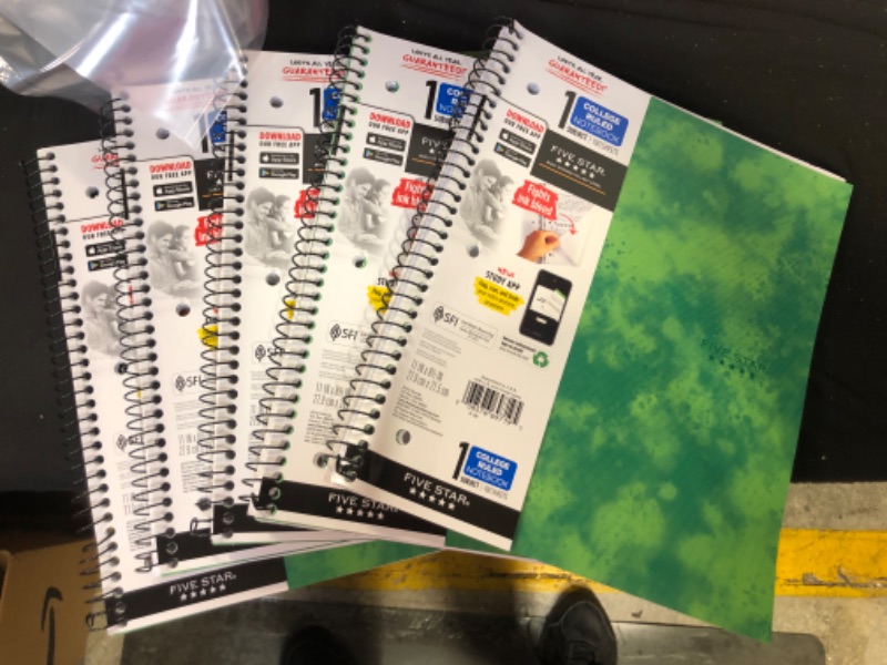 Photo 1 of 5x Five Star 1 Subject College Ruled Spiral Notebook Green
