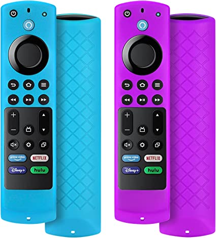 Photo 1 of 2 Pack NS-RCFNA-21 Remote Case Replacement for FireTV 4-Series/FireTV Omni Series/Toshiba FireTV/Insignia FireTV Alexa Voice Control,Non-Slip Silicone Protective Remote Cover Skin Sleeve (Blue,Purple)