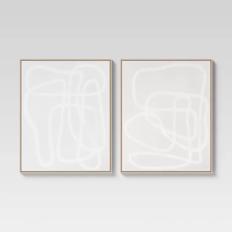 Photo 1 of (Set of 2) 24" x 30" Line Drawing Wall Canvases Gray/White - Threshold