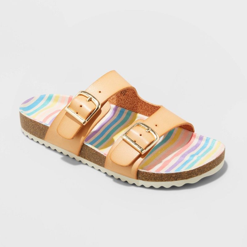 Photo 1 of Kids' Drew Striped Slip-on Footbed Sandals - Cat & Jack Tan
Size: 3

