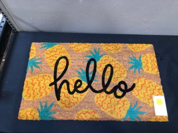 Photo 2 of 1'6"x2'6" 'Hello' Pineapple Doormat Natural - Sun Squad™

