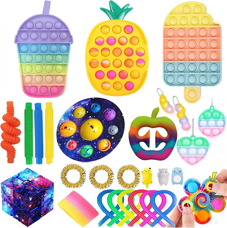 Photo 1 of Fidget Packs Sensory Fidget Toys Set with Planet Pop , Easter Basket Stuffers, Stress Relive Anxiety Relief Fidget Toys Packs (Pack A)

