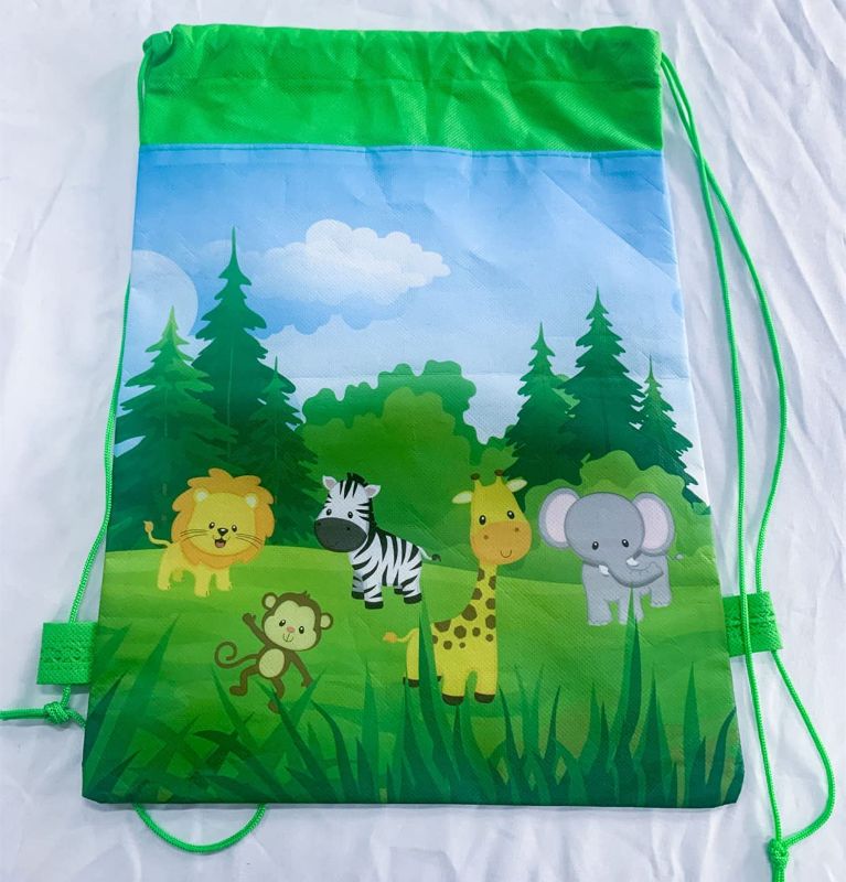 Photo 1 of 6 PCS Jungle Drawstring Backpack Safari Costume Accessory Outer Jungle Party Favor Bags Safari Party Supplies Jungle Birthday Party Favors
