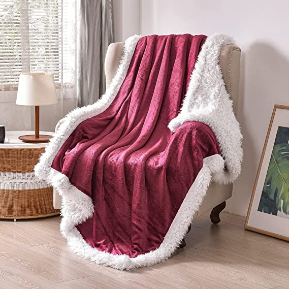 Photo 1 of YUSOKI Sherpa Fleece Throw Blankets Fuzzy Soft Cozy Blanket Thick Plush Fluffy Furry Blankets for Women Teen Girls Decorative Blankets for Couch Bed Sofa Chair Bedroom Gift