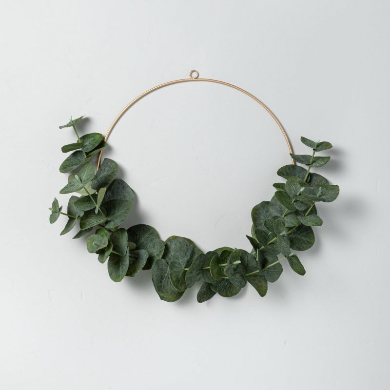 Photo 1 of 14" Faux Eucalyptus Wire Wreath - Hearth & Hand™ with Magnolia
