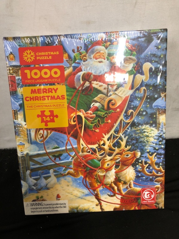 Photo 3 of 1000 Puzzle Jigsaw Pieces for Adults and Kids-Snow Scene,Snowman and Santa Claus,Suitable as a Gift for Children and Friends, Also as an Interior Decoration. * Factory sealed 
