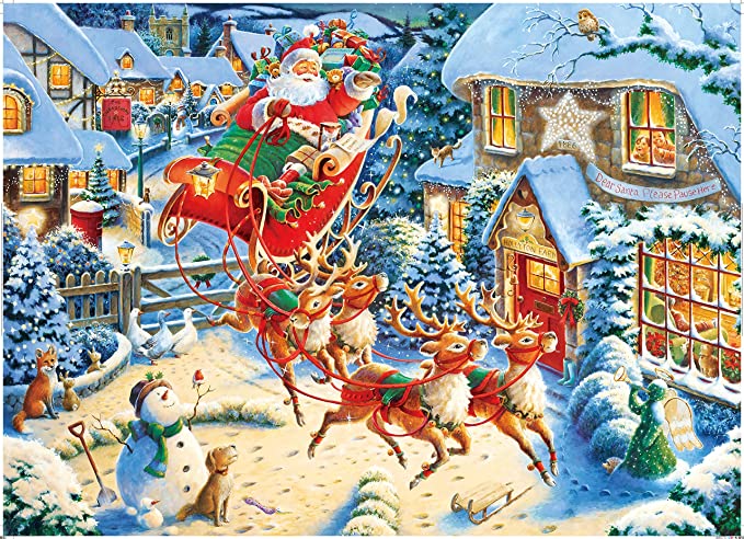 Photo 1 of 1000 Puzzle Jigsaw Pieces for Adults and Kids-Snow Scene,Snowman and Santa Claus,Suitable as a Gift for Children and Friends, Also as an Interior Decoration. * Factory sealed 
