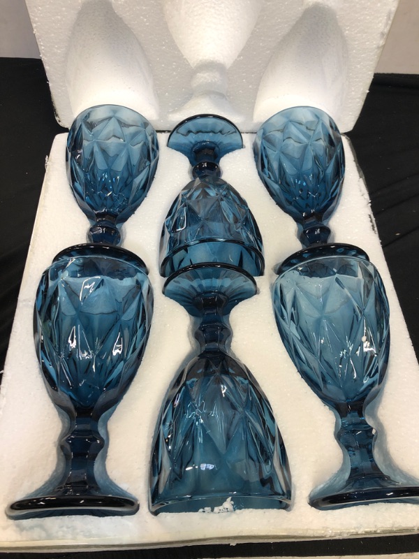 Photo 1 of 6PC, 20OZ BLUE GLASS CUPS