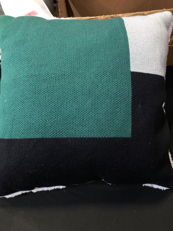 Photo 2 of 2 LEGO x Target Textural Color Block Knit Pillow 20" Green Gray Black Square 
