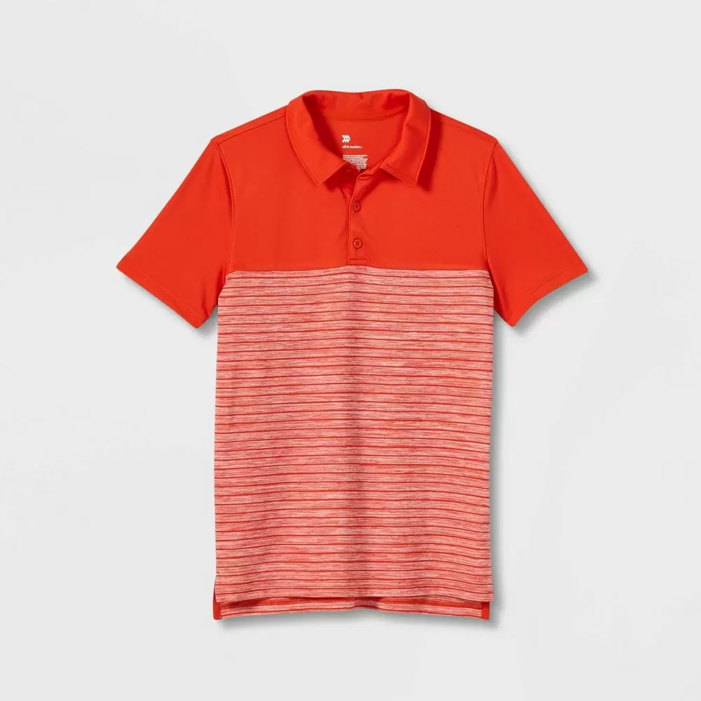 Photo 1 of Boys' Striped Golf Polo Shirt - All in Motion Orange XL 2 pack 
