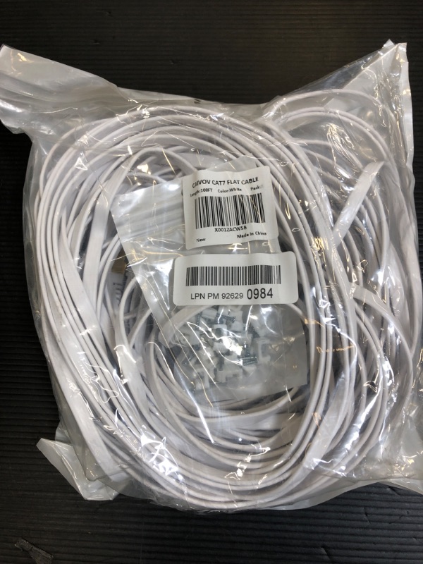 Photo 2 of Cat 8 Ethernet Cable 100 FT White - 40 Gbps High Speed Flat Internet Network Computer Patch Cord with Gold Plated Rj45 Connectors - Faster Than Cat7 Cat6 Network Cable - 100 Feet White White-100FT