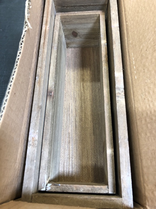 Photo 1 of 2 Pcs Whitewash Wooden Planter Boxes Set Rectangle Planter for Indoor Plants Window Flower Pot Wooden Boxes for Centerpieces Patio Garden Style 25