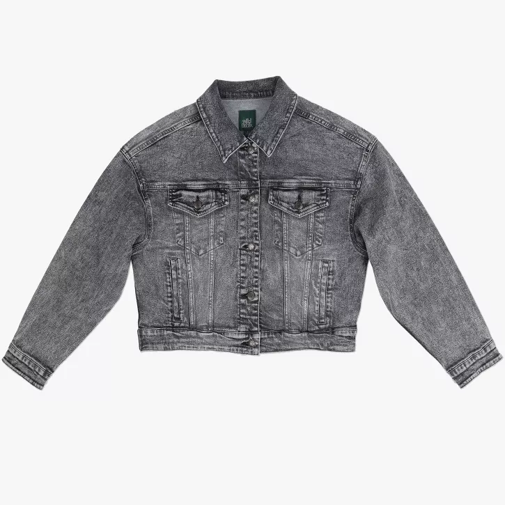 Photo 1 of Cropped Denim Trucker Jacket GRAY - Wild Fable size MED