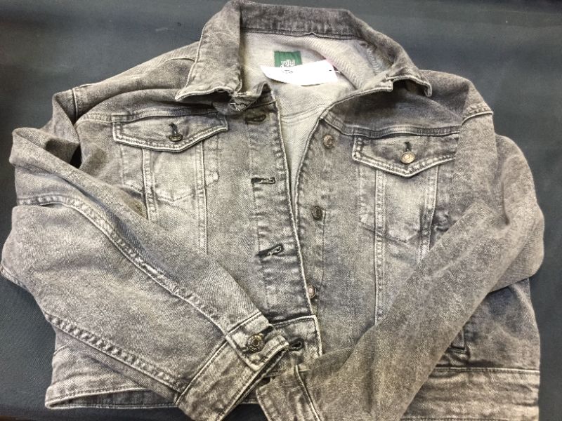Photo 2 of Cropped Denim Trucker Jacket GRAY - Wild Fable size MED