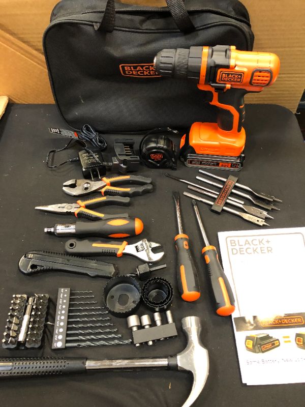 Photo 1 of 20-Volt MAX Lithium-Ion Cordless Drill and Project Kit with Battery 1.5Ah, Charger and Kit Bag