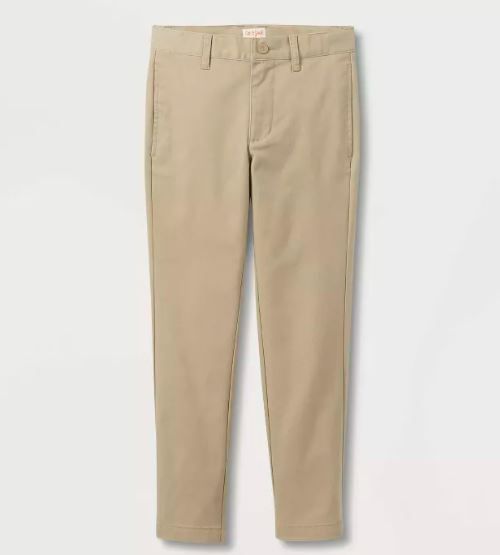Photo 1 of Boys' Straight Fit Uniform Chino Pants - Cat & Jack™ Dark Khaki, Size 16

