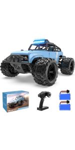 Photo 1 of EpochAir 1:18 Scale Remote Control Car, 40 KM/H High-Speed Monster Truck for Boys Adults, LED Light 4WD All Terrain RC Truck with 2.4 GHz Remote Control, 4x4 Waterproof Off-Road Truck with 2 Batteries
