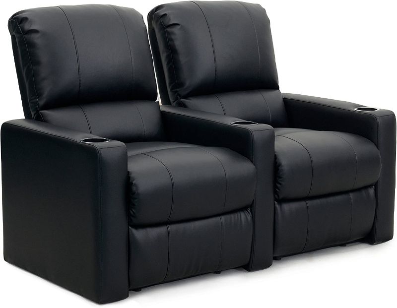 Photo 1 of 2 BOX SET Octane Seating Octane Charger XS300 Leather Home Theater Recliner Set (Row of 2), Black
