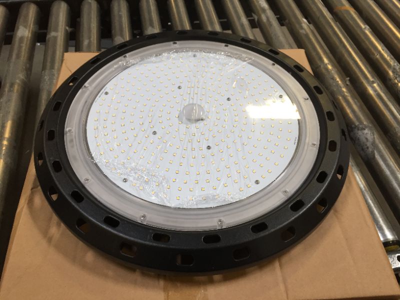 Photo 1 of 16 in. Round 700-Watt Equivalent Integrated LED Dimmable Black High Bay Light, 5000K
