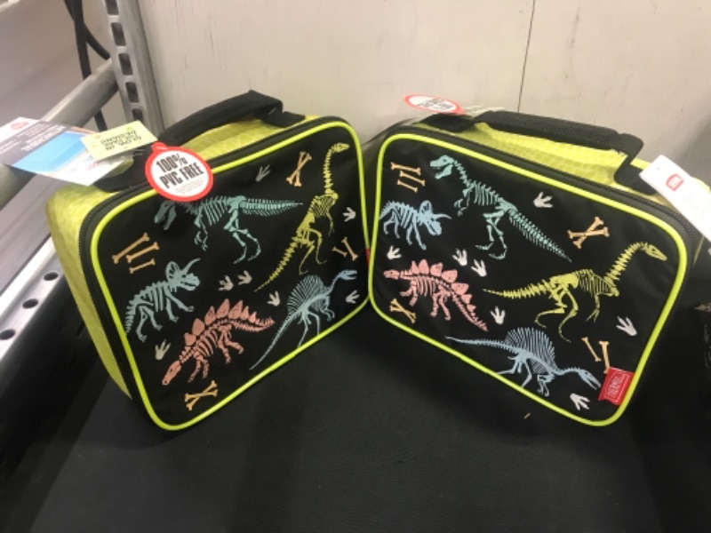 Photo 3 of 2 pack Thermos Lunch Bag with Antimicrobial Liner - Glow in the Dark Dino
