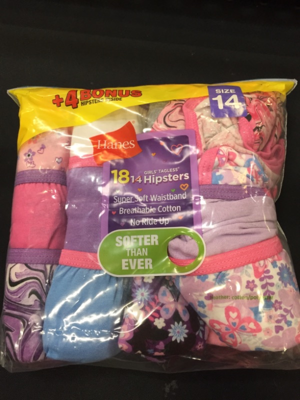 Photo 3 of Hanes Girls' 14pk Solid Cotton Hipsters - Colors May Vary