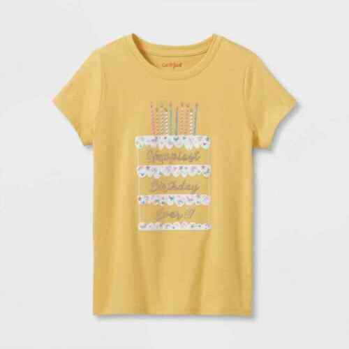 Photo 1 of 'Happy Birthday' Short Sleeve Graphic T-Shirt Cat & Jack Yellow Sparkle xsmall [ 2 shirts ]

