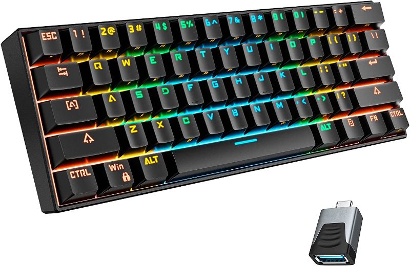 Photo 1 of hiwings Mechanical Gaming Keyboard 60%, Wireless/Wired Bluetooth Mechanical Keyboard with RGB Backlit/Full Anti-ghosting 61Keys Compact Mini Keyboard (Blue Switch)
