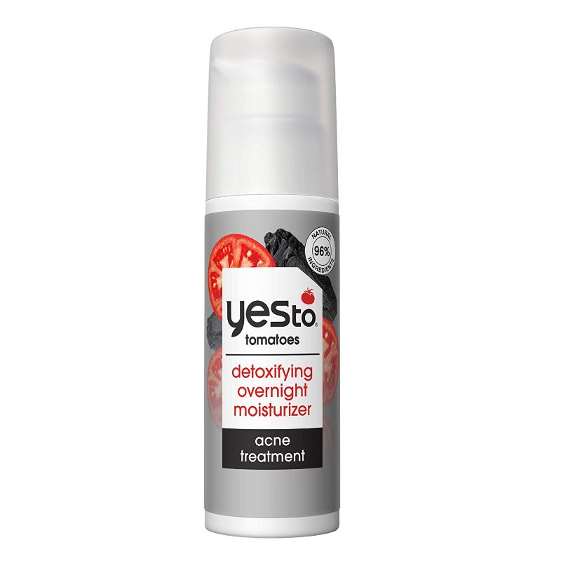 Photo 1 of Yes To Tomatoes Detoxifying Overnight Moisturizer, Quick-Absorbing Formula That Helps Exfoliate Skin & Prevent New Acne, With Salicylic Acid & Charcoal, Natural, Vegan & Cruelty Free, 1.7 Fl Oz / Yes To Tomatoes Daily Balancing Moisturizer, Blemish-Fighti