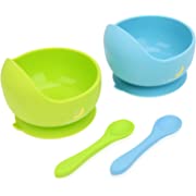 Photo 1 of Baby Bowl and Spoon Set 2 Piece Pack, Silicone Toddlers Bowls Feeding Set Includes Training Suction Bowls and Spoon, Dishwasher Safe
