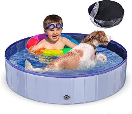 Photo 1 of Aihomego Foldable Dog Pet Pool with Pool Cover, Portable Kiddie Pool, Foldable Pet Pool for Large Dog, Indoor & Outdoor Leakproof Swimming Pool for Dogs Cats & Kids (FACTORY SEALED)