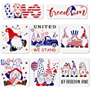 Photo 1 of 8PCS Patriotic Stencils,Gnome Stencils,Reusable 4th of July Stencils for Painting on Wood Signs or DIY Craft Patriotic Decor 10x10 Inch
