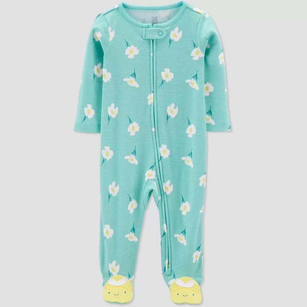 Photo 1 of Baby Girls' Floral Bee Footed Pajamas - Just One You made by carter's Blue 6M