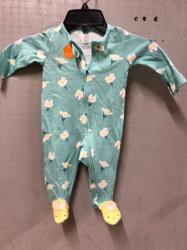 Photo 2 of Baby Girls' Floral Bee Footed Pajamas - Just One You made by carter's Blue 6M