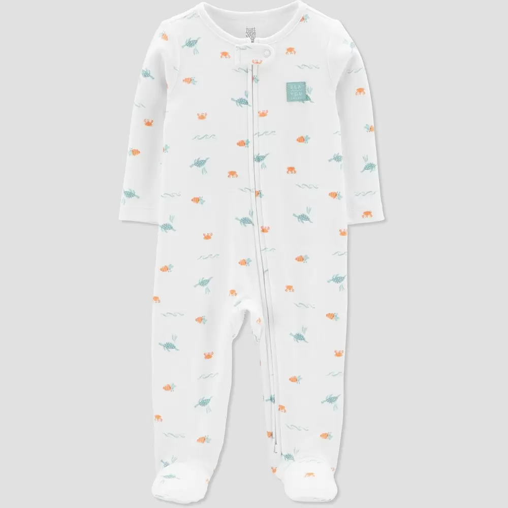 Photo 1 of Baby Sea Creatures Footed Pajamas - Just One You made by carter's Blue/Orange/Wh