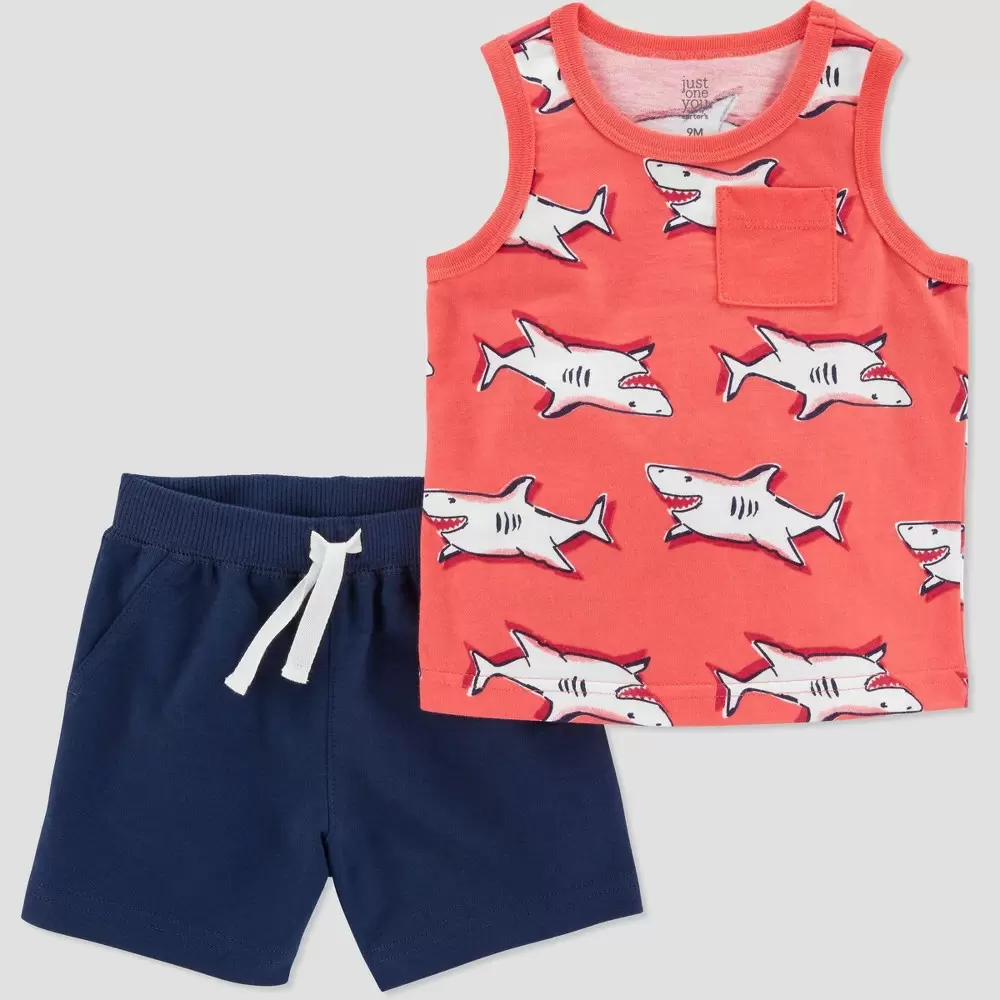Photo 1 of Carter's Just One You Baby Boys' Shark Top & Bottom Set - Red NB